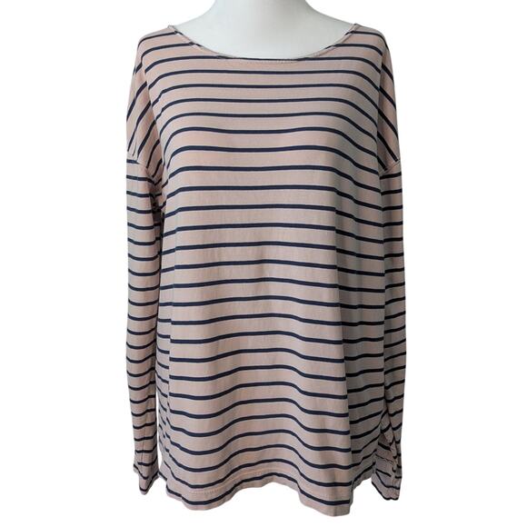 Current/Elliott Tops - Current/Elliott The Breton Tee Cream & Navy Striped Long Sleeve T-Shirt Small